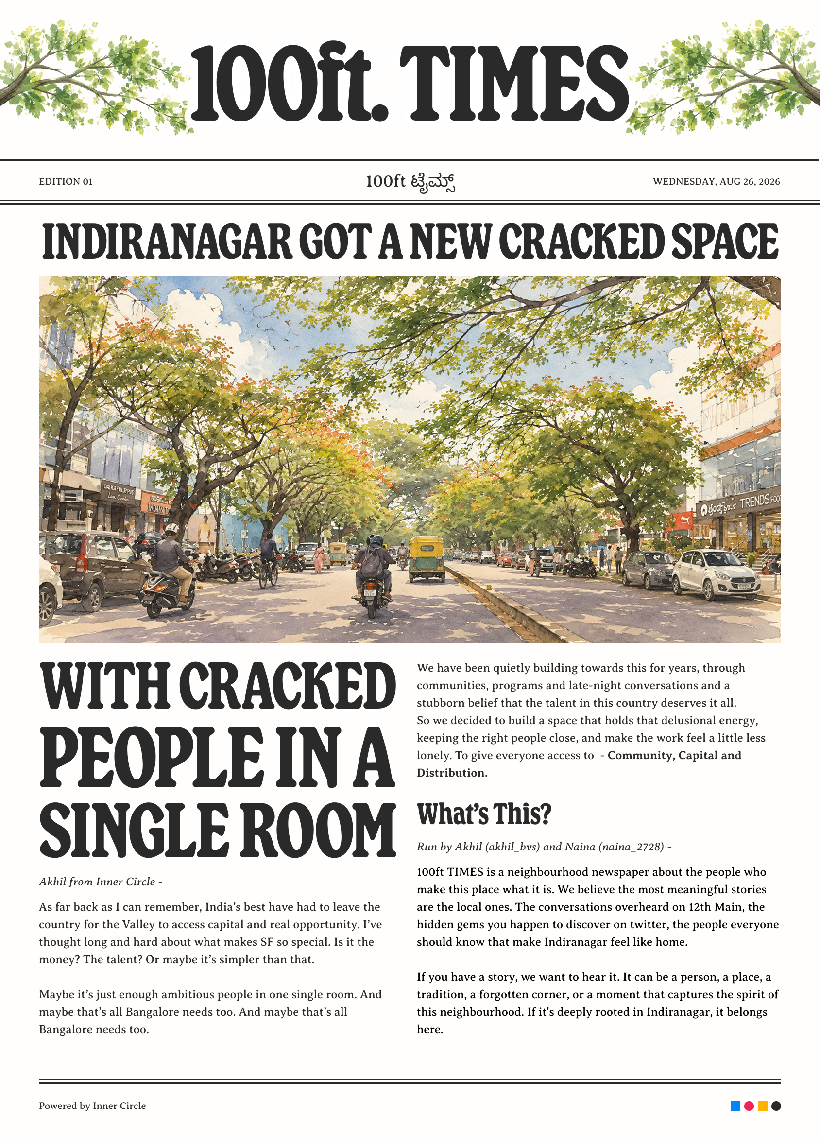 100 ft. TIMES — Edition 01 front page